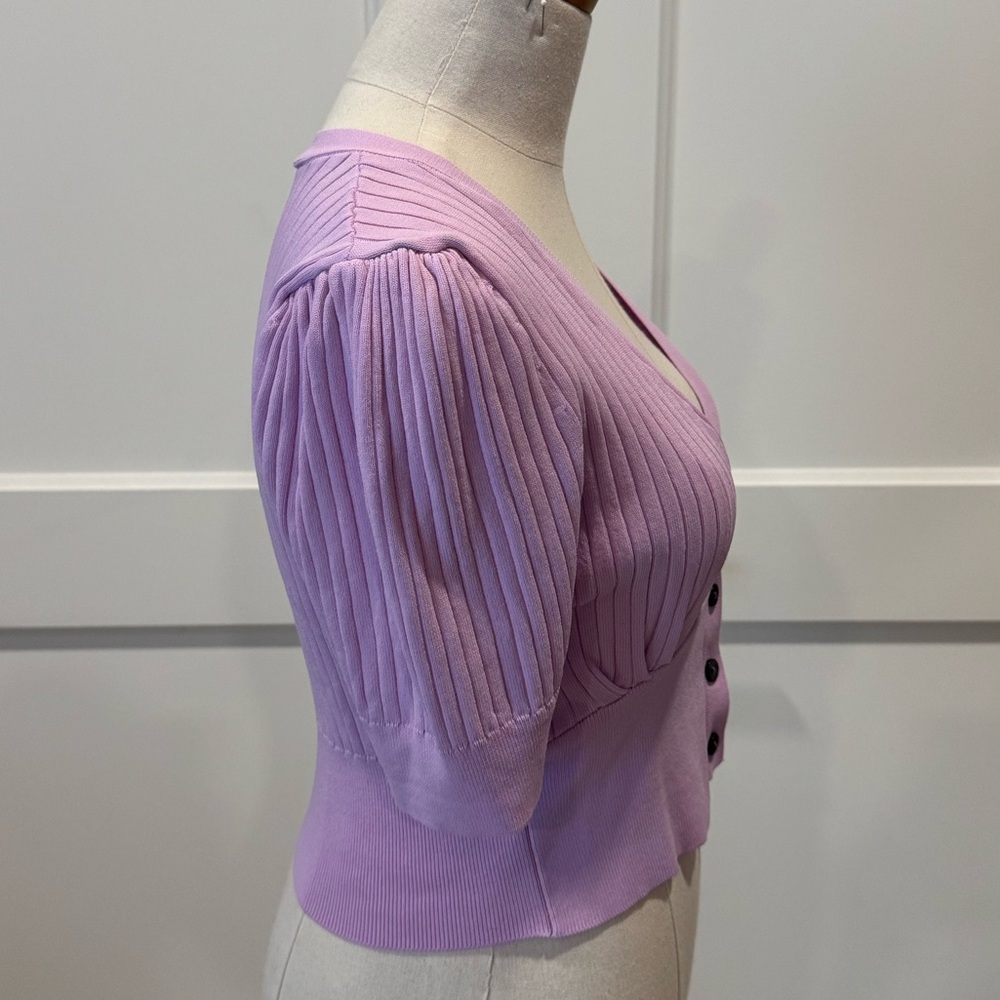 ODA | Lilac Ribbed Button-Up Cardigan | Size: Small - Picture 3 of 7
